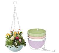 QWORK® 5 Piezas cestas Colgantes de plástico con Ganchos de Cadena - Macetas con Colorido de Tejido para Hierbas, Flores y suculentas, 5 Colores