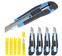 QWORK® 5 Piezas Cúter Profesional 18mm con 50 Cuchillas SK5 y Mango Ergonómico - para Manualidades, Cartón, Papel Pintado y más