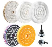 QWORK® 5 Piezas Discos de Pulido 10.16CM con Orificio para Mandril 1.27CM, Disco de Pulido con Eje de Perforación, para Automóviles, Madera, Plástico, Metales