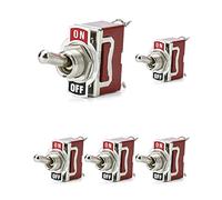 QWORK® 5 Piezas Interruptor de Palanca de Cobre de Alto Rendimiento para Auto Vehiculo Barco, Conmutador de Palanca SPST ON/Off 2 Posiciones 2 Pin, 20A 125VAC / 15A 250VAC