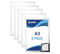 QWORK® 5 Piezas Marco de Exhibición con Cierre Magnético - A3 - para Anuncios/Imágenes/Fotos/Pósteres (Plata)