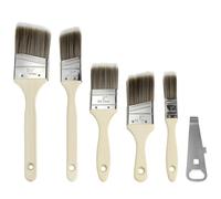 QWORK® 5 Piezas Pinceles Set, brochas para Pintar Set con abridor de latas de Pintura, Pinceles Sash y Trim, para proyectos de Bricolaje y Manualidades