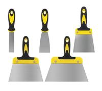 QWORK® 5 piezas set de espátulas en acero inoxidable (25, 50, 100, 160 y 200 mm) - Espátula ergonómica para pintores, ideal para construcción en seco, enlucido y empapelado.