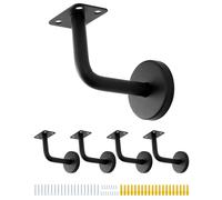 QWORK® 5 Piezas Soporte para Barandilla Escalera - Acero Inoxidable - 60x80 mm - Negro Barandilla