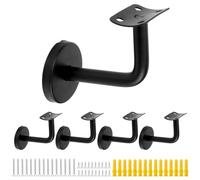 QWORK® 5 Piezas Soporte para Barandilla Escalera - Acero Inoxidable - 60x80 mm - Negro Escalera