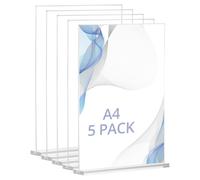 QWORK® 5 piezas soportes de mesa acrílicos A4, soporte para carteles de doble cara en T forma, expositores, para oficina, tienda, restaurante