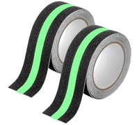 QWORK® 50 mm x 5 m cinta antideslizante con glowing tira, 2 rollos, cinta de advertencia autoadhesiva para el hogar, escaleras o centro comercial