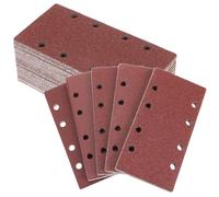 QWORK® 50 Piezas 93x185mm Hojas de Lija, 8 Agujeros 40/60/80/120/240 Papel de Lija Rectangulares, para Lijadoras Orbitales