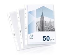 QWORK® 50 Piezas fundas de folio A5, portafolios plástico claras 160 micrones con apertura superior, protectores de documentos para la oficina