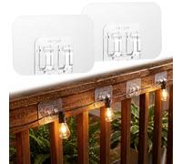 QWORK® 50 Piezas Ganchos para Guirnaldas de Luces Exterior, Gancho de Cable Autoadhesivos con Gancho Doble, para Jardín, Balcón y Navidad