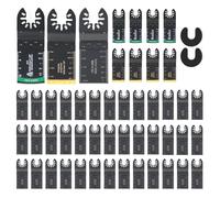QWORK® 50 Piezas Hojas de Sierra Multifuncionales Kit, Hojas de Sierra para Madera Metal, Hojas de Sierra Oscilantes para Mayoría de Modelos
