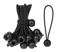 QWORK® 50 Piezas tensores Elasticos con Bola, 10 cm, Tensor de Goma, adecuadas para Tiendas de campaña, Lonas, pancartas, artículos para el hogar,Negro