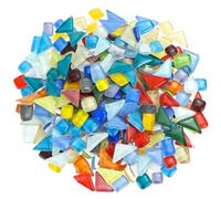QWORK® 500 g Mosaicos de vidrio irregulares, pequeñas piedras de mosaico de vidrio en colores surtidos para bricolaje, arte y decoración del hogar