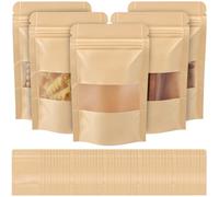QWORK® 55 Piezas bolsas de papel kraft de 9x14cm con ventana, bolsas sellables, para granos de café, semillas, hojas, dulces