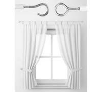 QWORK® 5M Alambre de Cortina, gusanillo para Cortinas, Cuerda de Cortina recubierta de plástico, con 6 Piezas de Ojales de Tornillo y 6 Piezas de Ganchos