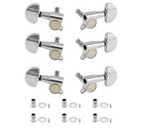 QWORK 6 clavijas de afinación de guitarra 3L3R, llave de afinación de perilla, cabezales de máquina de guitarra, para guitarras eléctricas o acústicas, plateado galvanizado