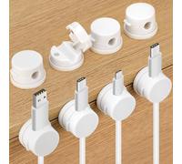 QWORK® 6 PCS Organizador de Cables Magnético, Giratorio de 360°, Sistema de Gestión de Cables para Escritorio y Mesita de Noche - Blanco