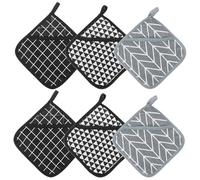 QWORK® 6 Piezas agarradores de ollas, agarraderas 17x17 cm con Bolsillo, para la Cocina