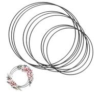 QWORK® 6 Piezas Anillos de Metal, Anillos Decorativos de 20/25/30 cm para Colgar, Anillos Decorativos Negros, para Coronas de Boda, artesanía, Colgar en la Pared