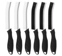 QWORK® 6 Piezas Brocha para Juntas con Cerdas Duras y Mango Cómodo - Brocha Multifuncional de Limpieza de Espacios para Inodoro, Ducha, Cocina, Lavabo, Azulejos (3 Negros 3 Blancos)