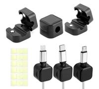 QWORK® 6 Piezas cable management magnéticos, clips cables, soporte para cables autoadhesivo con abrazadera magnética giratoria negro, para oficina y hogar