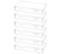 QWORK® 6 piezas Cajas de Almacenamiento Rectangulares con Tapa, Caja Organizadora Plastico para Cuentas, Joyas y Artículos de Manualidades - 180 x 110 x 30 mm