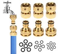 QWORK® 6 Piezas conectores rápidos latón mangueras, adaptador manguera grifo 1/2" y 3/4", para cocina y jardín