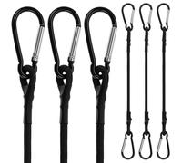QWORK® 6 Piezas Cuerdas Elásticas de Alta Resistencia con Clip de resorte, 30 cm x 6 mm - Uso para Camping, Equipaje y Automóvil