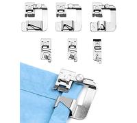 QWORK® 6 Piezas Prensatelas para máquina de Coser, 3 prensatelas para Dobladillo Enrollado Estrecho (3/4/6 mm), 3 prensatelas para Dobladillo Enrollado Ancho (4/8,6/8,8/8 Pulgadas)