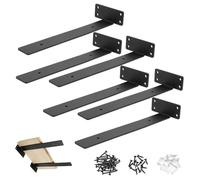 QWORK® 6 Piezas Soportes para Estantes, Soporte Estanteria Pared 30 Cm, Escuadras Metalicas, L Estanterias Pared, para Cocina, Comedor, Dormitorio, Oficina, Almacén