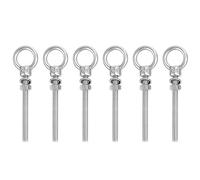 QWORK® 6 Piezas Tornillos con Ojal, Perno de Ojo, Tornillo de Anillo, Cáncamo M6x60mm de Acero Inoxidable, para Sujetar y Colgar