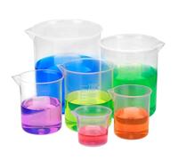 QWORK® 6 Piezas vasos medidores de plástico, 25 ml, 50 ml, 100 ml, 150 ml, 300 ml y 500 ml