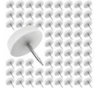 QWORK 60 Piezas Clavo de Almohadilla de Mueble, 20mm Tacos Sillas de Plastico Redondos, Protector Suelo Silla Clavo para Silla Mesa Escritorio, Blanco