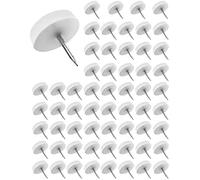 QWORK 60 Piezas Clavo de Almohadilla de Mueble, 20mm Tacos Sillas de Plastico Redondos, Protector Suelo Silla Clavo para Silla Mesa Escritorio, Blanco