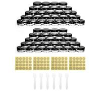 QWORK 60 Piezas Tarros De Plástico, Frascos De Viaje Vacíos, Con Adhesivo Y Cuchara Pequeña Para Almacenamiento De Maquillaje, Joyas, Gel, Etc.