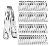 QWORK® 60 Pinzas Multiusos de Acero Inoxidable, 5 cm, Resistentes y Versátiles con Diseño de Resorte