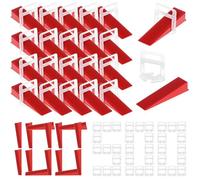 QWORK® 600 piezas sistema de nivelación de azulejos, 500 piezas lengüetas para nivelar azulejos y 100 piezas cuñas reutilizables,para juntas de 2mm de ancho