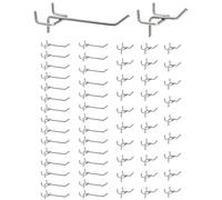QWORK® 60X Ganchos para Tablero Perforado de Pared, Acero Macizo de 5 mm con Revestimiento Antioxidante, para Exhibición Minorista, Artículos Colgantes, Clasificación de Herramientas (5cm, 10cm)