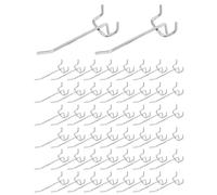 QWORK® 60X Ganchos para Tablero Perforado de Pared - Acero Macizo de 5 mm - para Exhibición Minorista, Artículos Colgantes, Clasificación de Herramientas (10 cm)