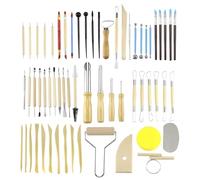 QWORK® 61 Piezas Juego de Herramientas Ceramica, Herramientas de Cerámica, Herramientas Arcilla con Puntas de Acero Inoxidable, para Arte de Bricolaje, Grabado, Modelado