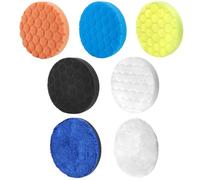 QWORK® 7 Piezas 150mm Esponjas de Pulido para Coche, 5 Almohadillas Esponja y 2 Almohadillas Microfibra para Máquina Pulidora - Lavables y Reutilizables
