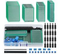 QWORK® 75 Piezas Juego de placas de circuito, PCB placa prototipo de doble cara, kit de placa PCB con tiras macho/hembra y terminales de tornillo