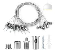 QWORK® 8 piezas kit de suspensión para paneles LED, 1.5 mm x 1.5 m, cable de acero inoxidable para pernos de techo, fijación de techo, para panel LED de luz de techo