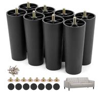 QWORK® 8 Piezas Patas para Muebles, Elevadores de Muebles, Patas de Mesa, 150 mm Patas de sofá de plástico con Tuercas y Almohadillas Antideslizantes, para sofás, sillas, Bricolaje