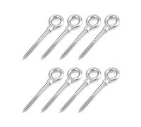 QWORK® 8 piezas Perno de ojo con rosca para madera de 8 mm - M8 x 80 mm - acero inoxidable 304