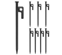 QWORK® 8 Piezas Piquetas para Tienda, Piquetas para Acampar, 20 Cm De Largo, para Terrenos Rocosos Duros, Playa, Pastizales, Negro