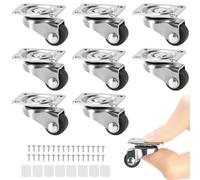 QWORK® 8 Piezas ruedas para muebles, mini ruedas giratorias 360°, ruedas de goma giratorias con tornillos, para sillas de oficina, electrodomésticos, macetas
