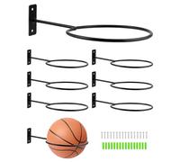 QWORK® 8 Piezas Soporte de Pared para Bolas de Metal, Soporte de Pared de Bola Montada, Negro, para Baloncesto, Balones de Fútbol, Voleibol y Más