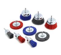 QWORK® 9 Piezas Cepillos de Nailon, Cepillos Abrasivo para Taladro con Vástago de 1/4" (6,35 mm), Accesorio de Lijado para Taladro, para Lijar, Limpiar y Quitar Óxido