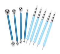 QWORK® 9 Piezas Herramientas de Modelado de Arcilla, Estiletes de Bola de Acero y Puntas de Silicona - Set para Esculpir, Alfarería, Fondant, Manualidades y Pintura de Piedras